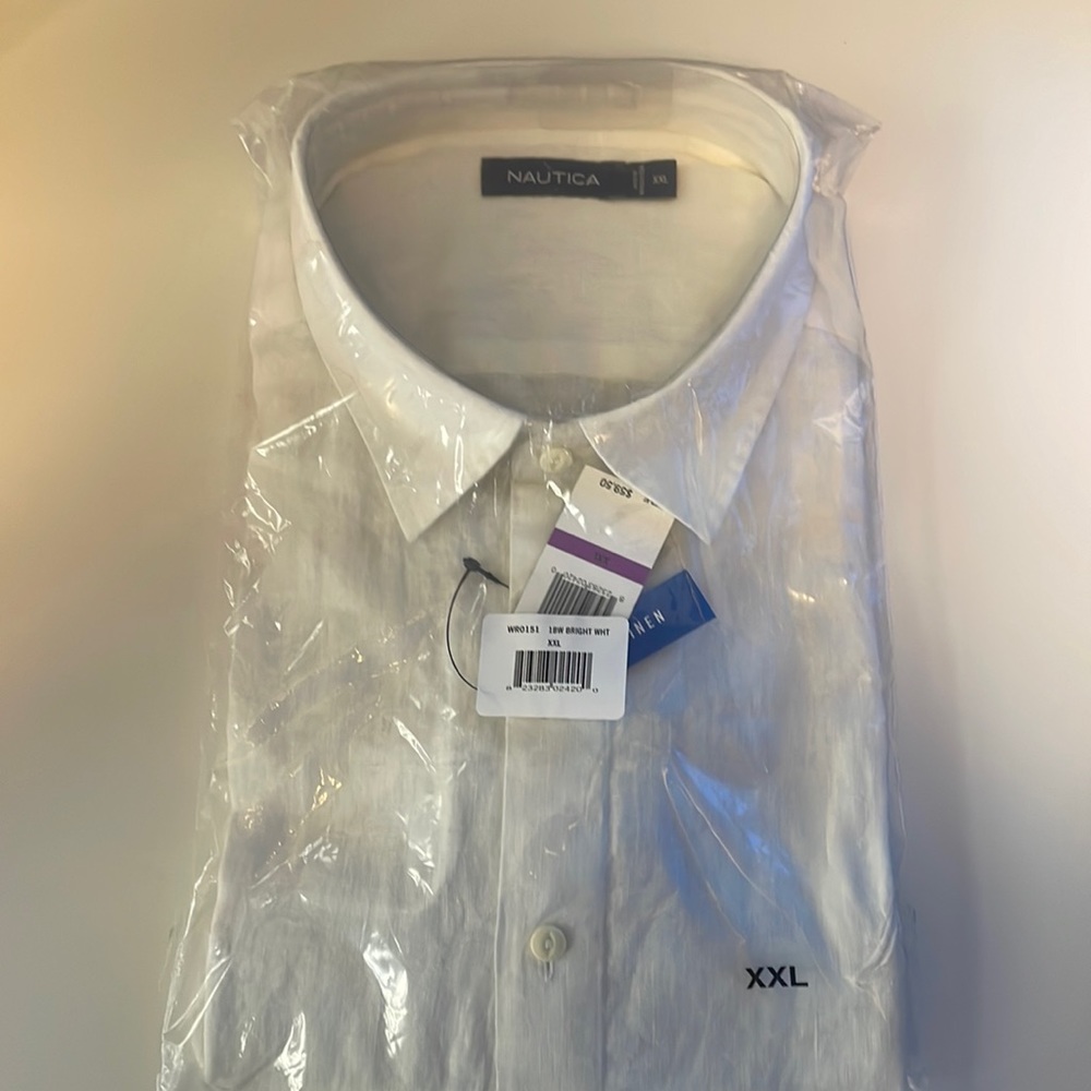 Nautica Linen Short-Sleeve Men’s Shirt (XXL) - Bright White